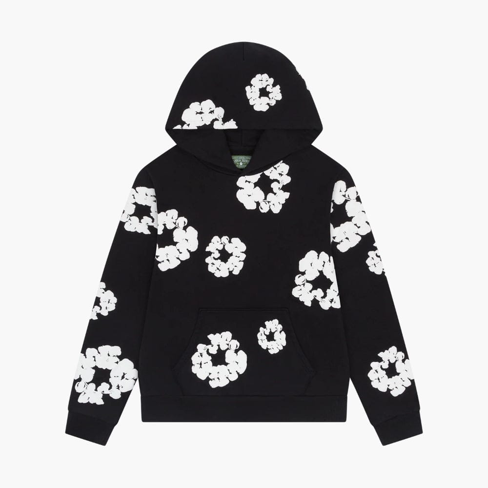 Denim Tears Hoodie – Black White Floral Wreath Print – VØVRS