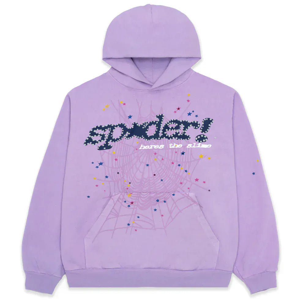 SP5DER パーカー ブルー Here is the Slime Sp5der “Hares the Slime” Hoodie 440GSM – Lavender Purple