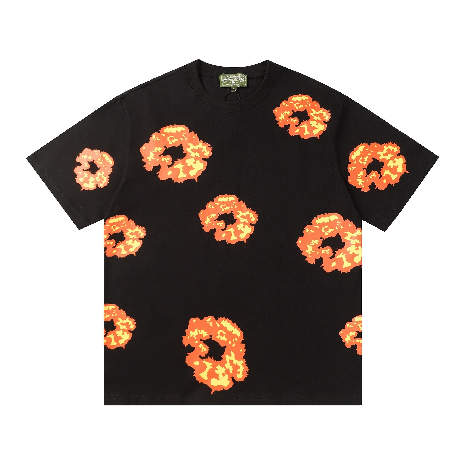 Black Allover Wreath Graphic T-Shirt | Denim Tears Cotton – VØVRS