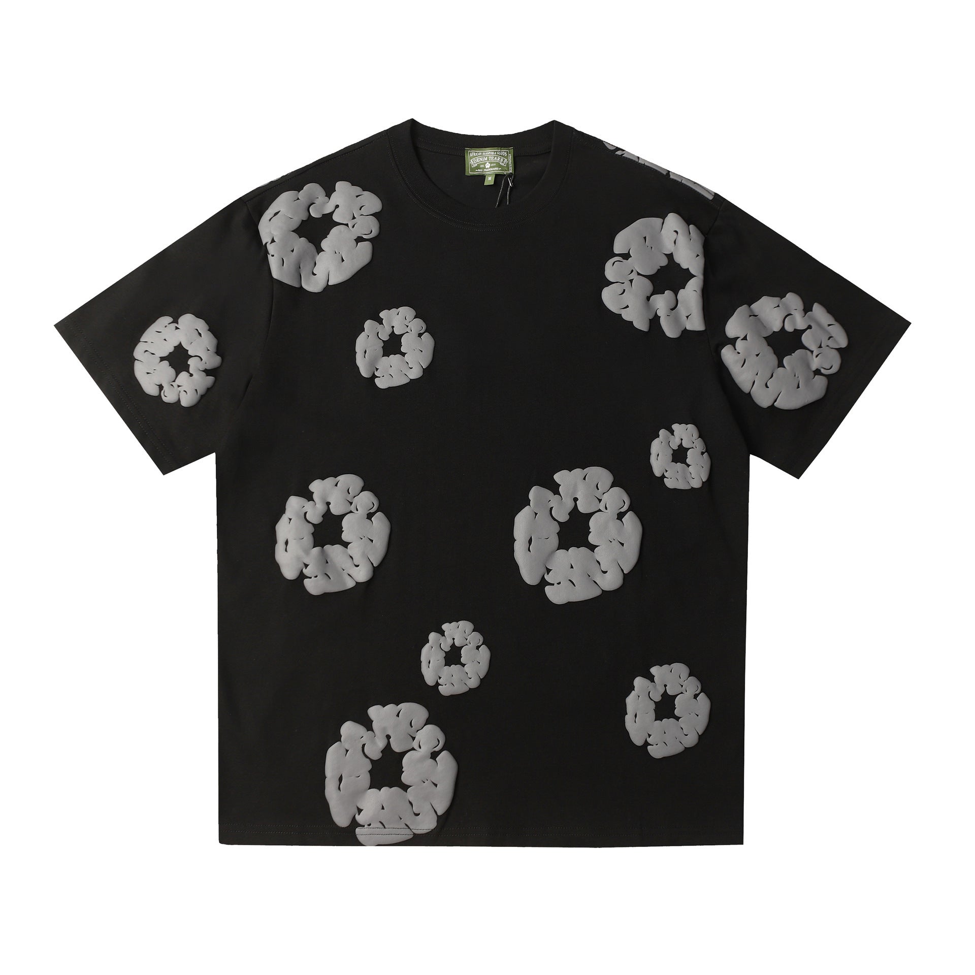 Black Wreath Print T-Shirt | Denim Tears Puff-Print Tee – VØVRS Black Wreath Print T-Shirt | Denim Tears Puff-Print Tee – VØVRS