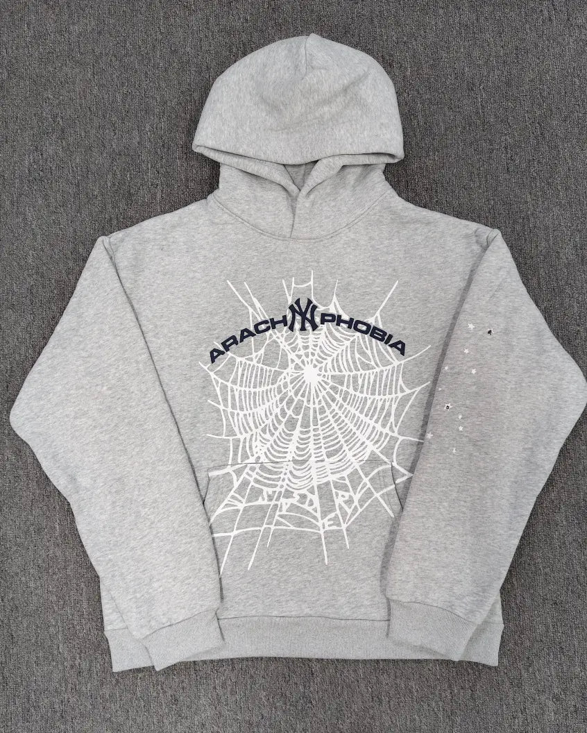Grey Spiderweb Hoodie | Sp5der Bold Graphic – VØVRS