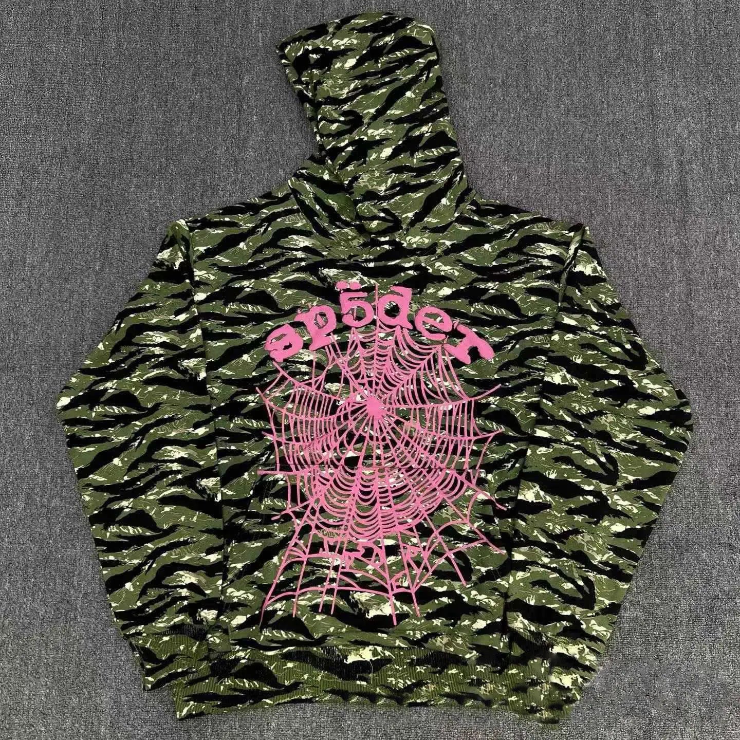 Green Tiger Camo Hoodie | Sp5der Pink Spiderweb – VØVRS