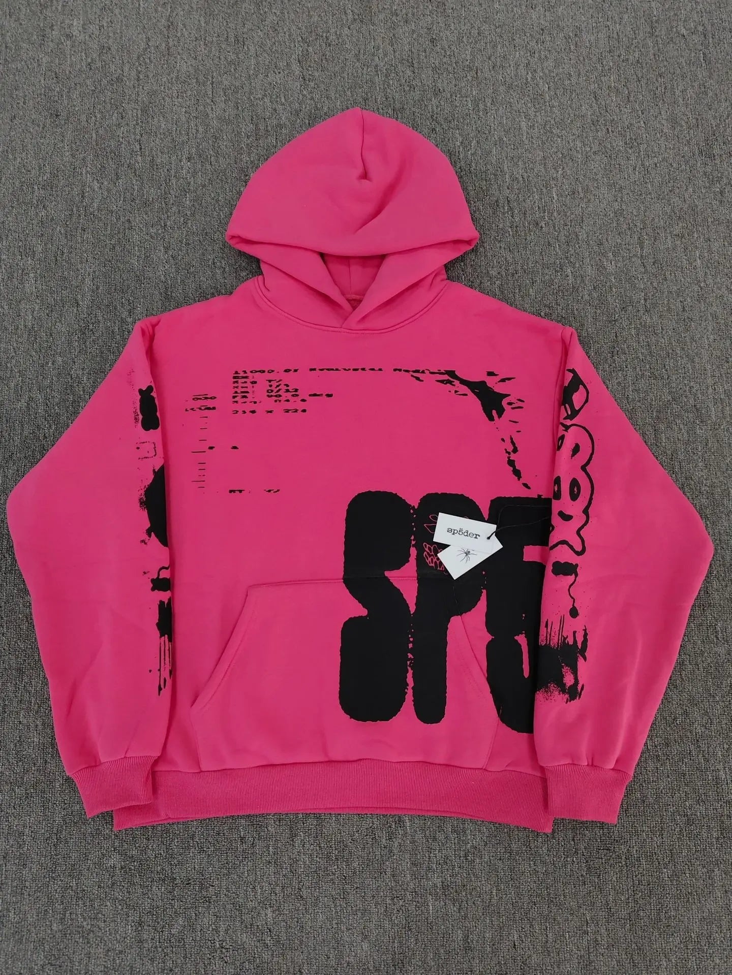 Hot Pink Hoodie | Sp5der Graffiti Text Print – VØVRS