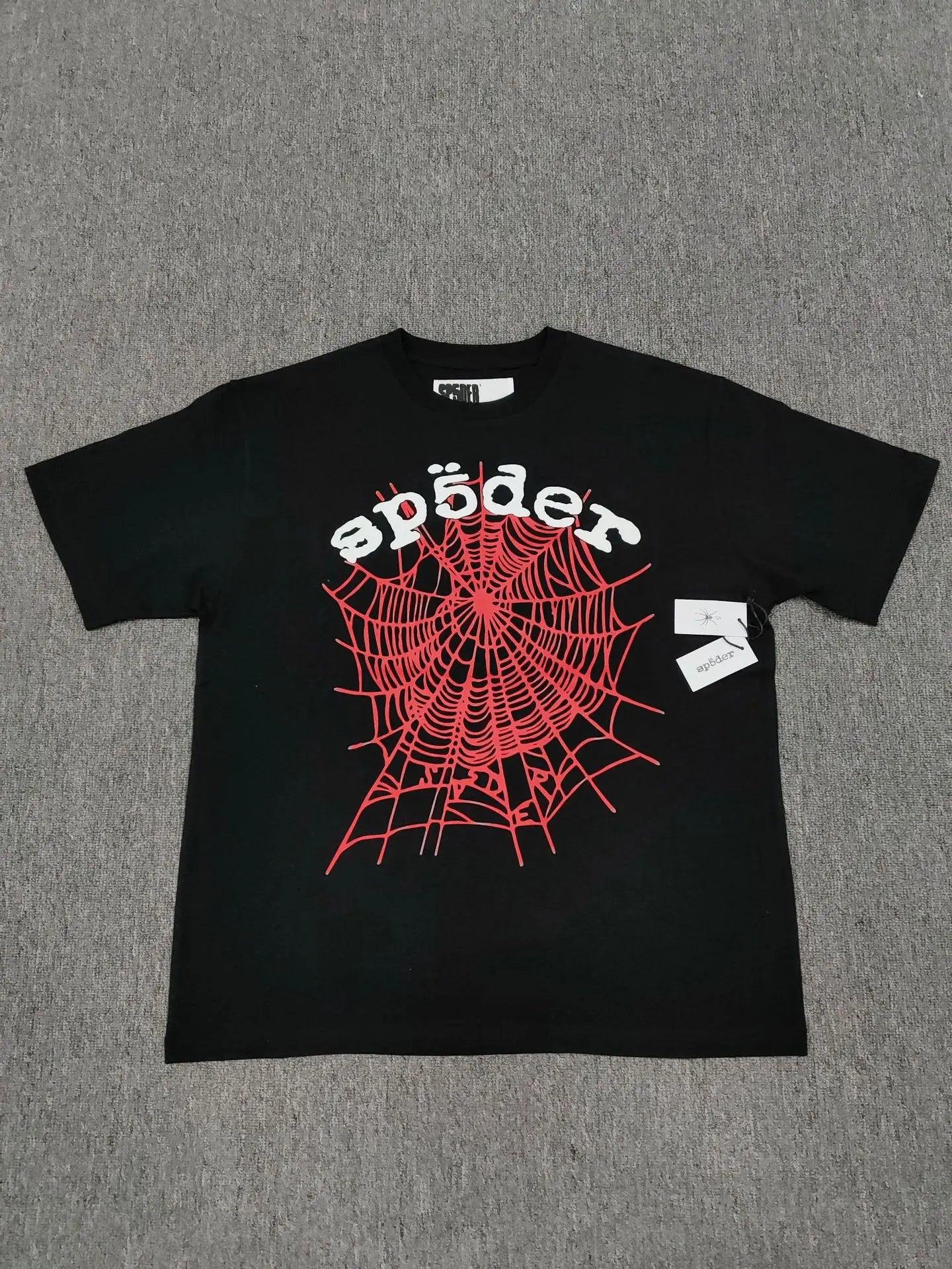 ブラック スパイダーウェブ Tシャツ | Sp5der コットン グラフィック T