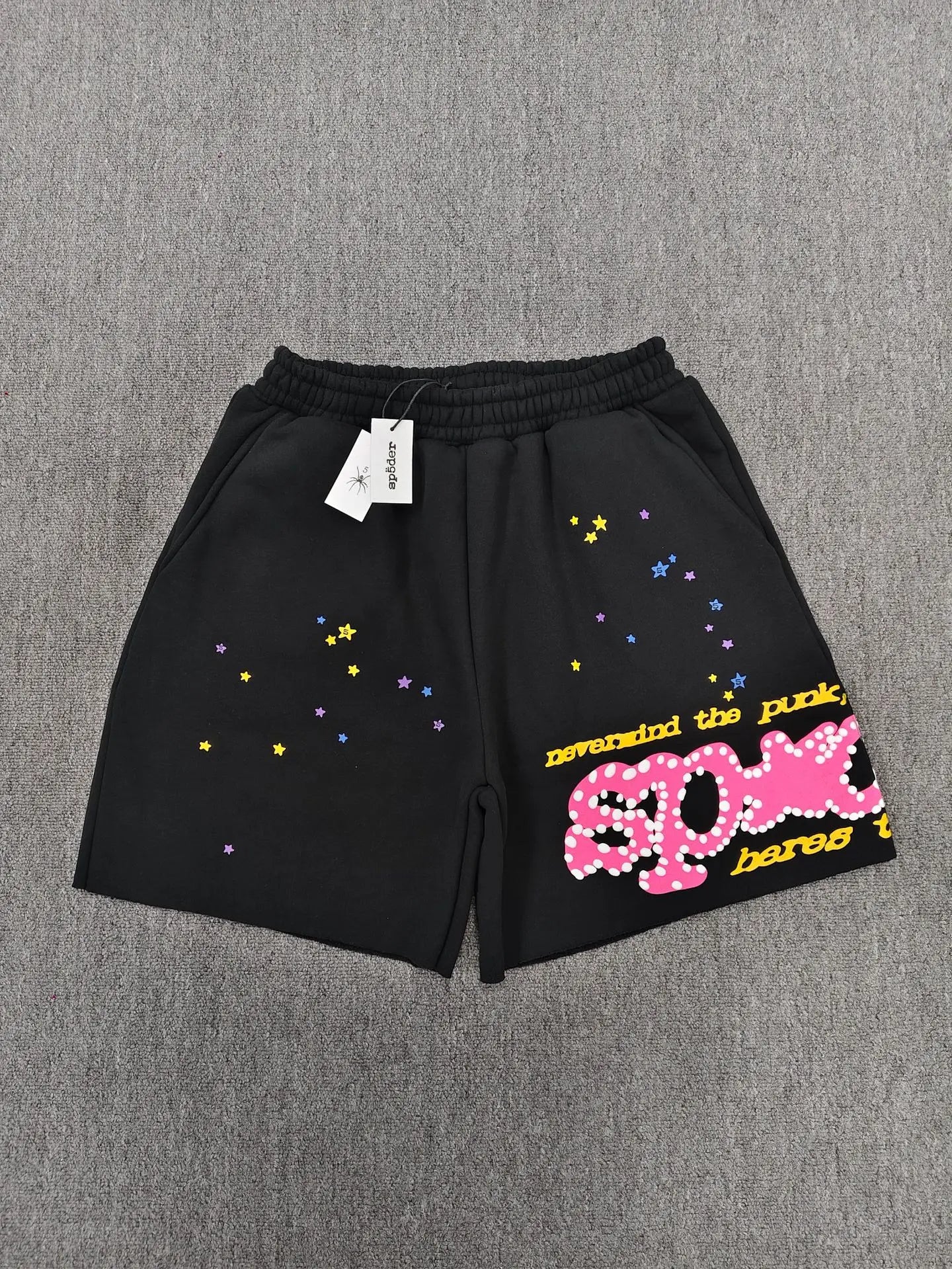 Black Star Jogger Shorts | Sp5der Graphic Finish – VØVRS