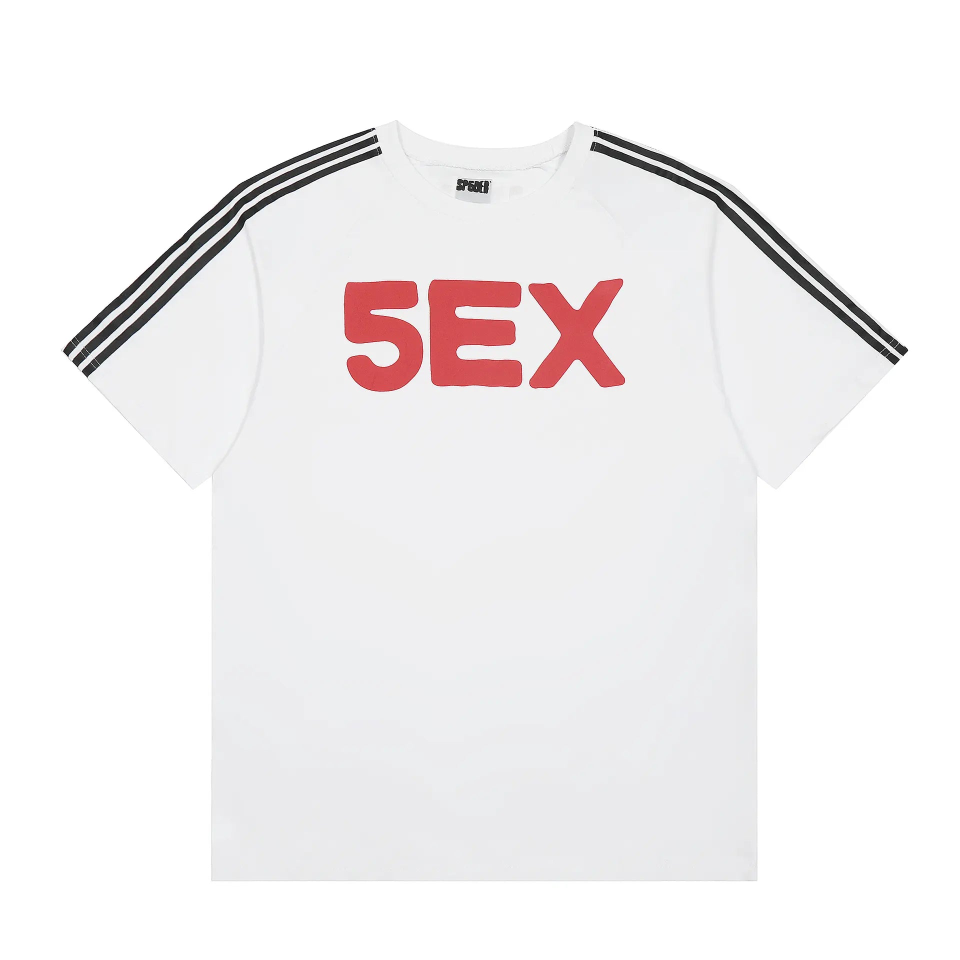 White Graphic Tee | Sp5der Stripe Sleeve Detail – VØVRS