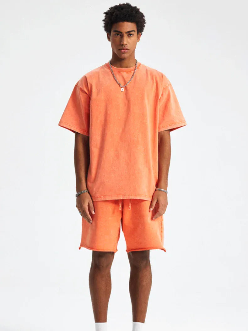 Custom Anime Character Orange Washed T-Shirt - Personalized Anime Style Tee