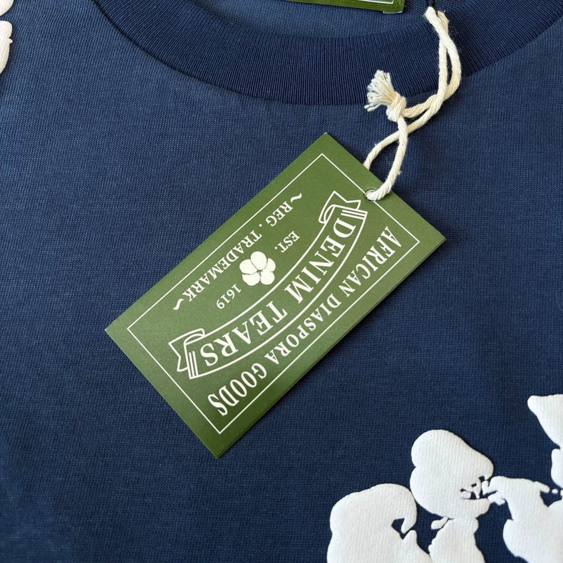 Navy Cotton Wreath T-Shirt | Denim Tears All-Over Print – VØVRS