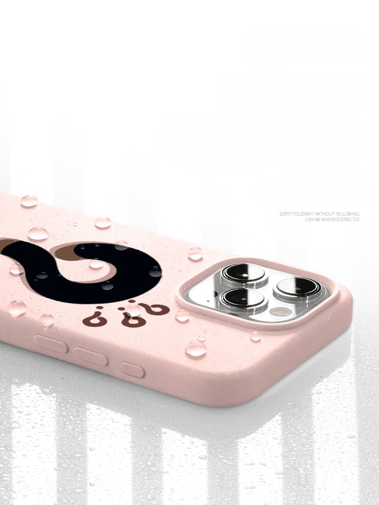 Three purple iPhone 16 Pro Max Cute Silicone Cases with a whimsical question mark design featuring a dog's face at the bottom are displayed side by side. Crafted from food-grade liquid silicone, these cases offer durable shockproof and non-slip protection.