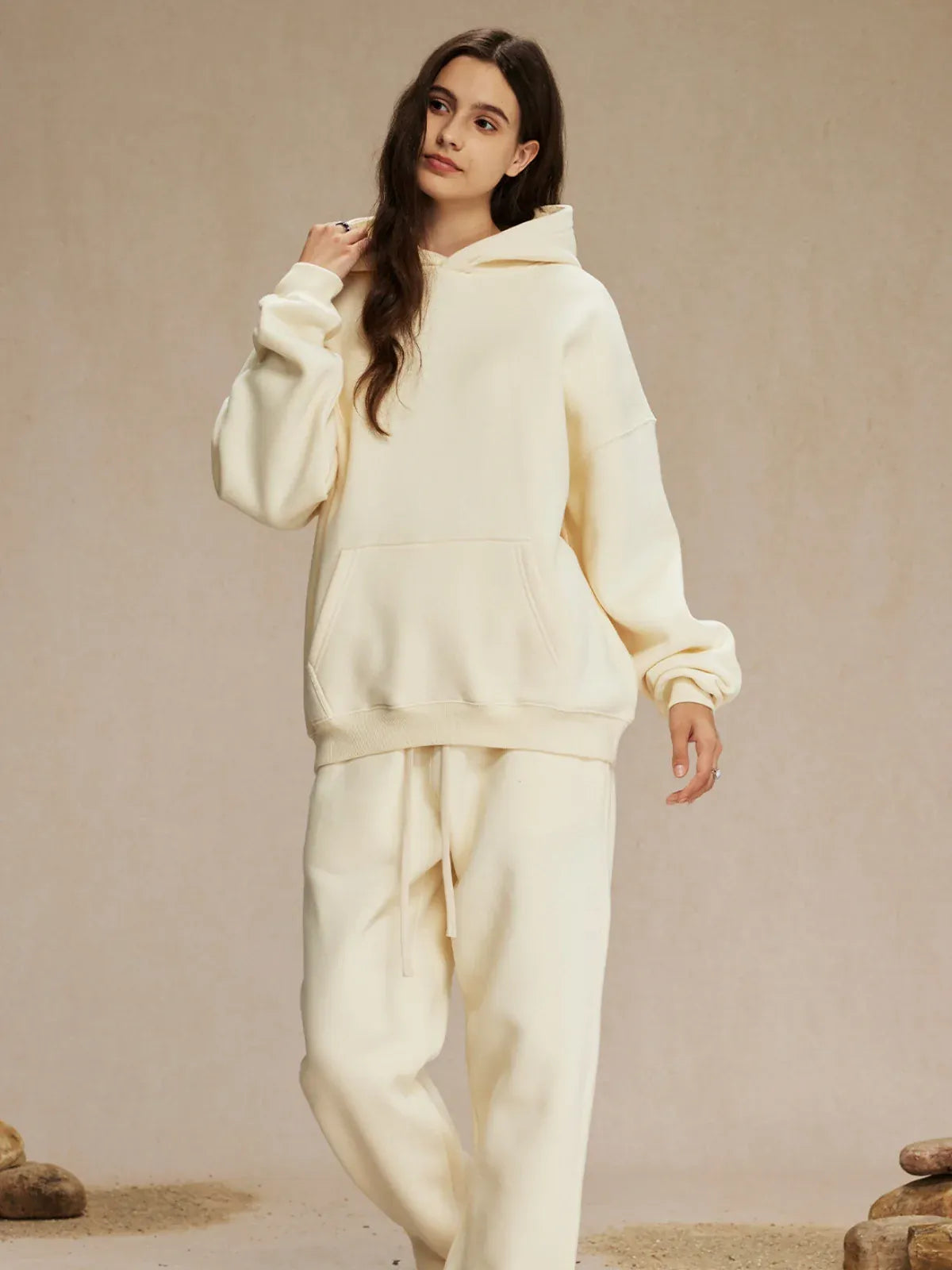 Custom Anime Character Cream Hoodie - Personalized 350GSM 100% Cotton Pullover