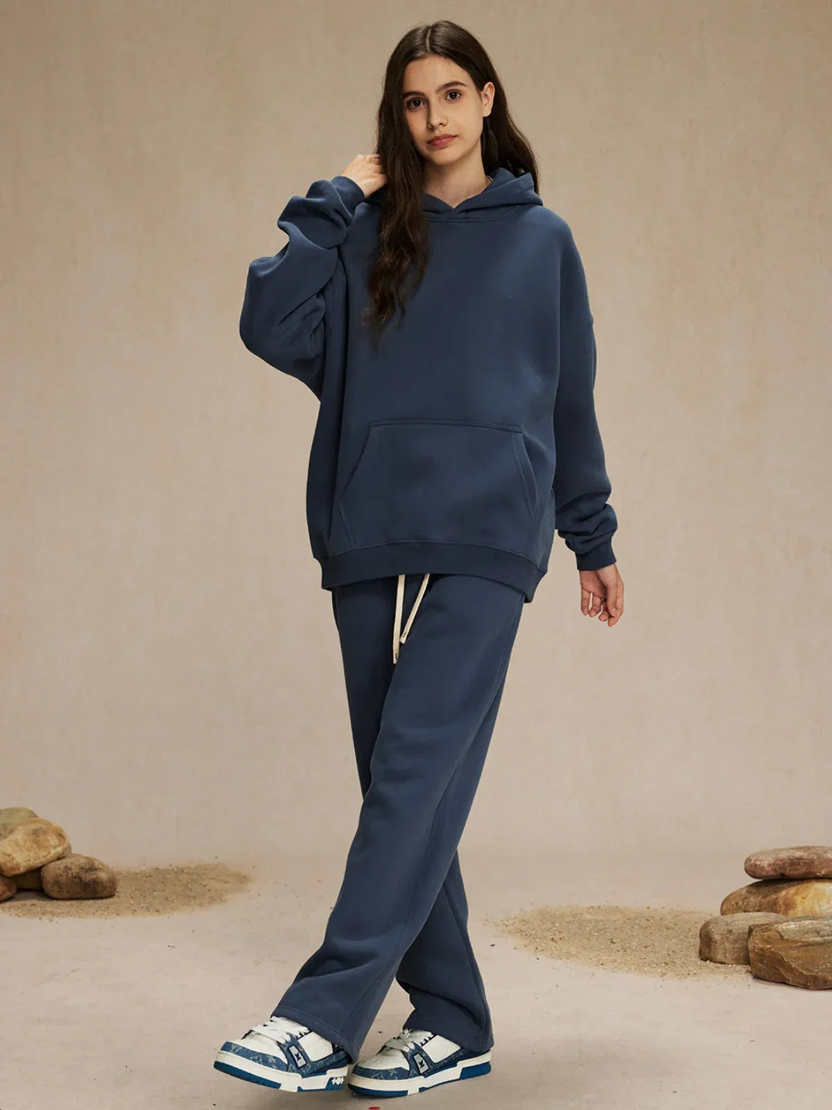 Custom Anime Character Navy Hoodie - Personalized 350GSM 100% Cotton Pullover