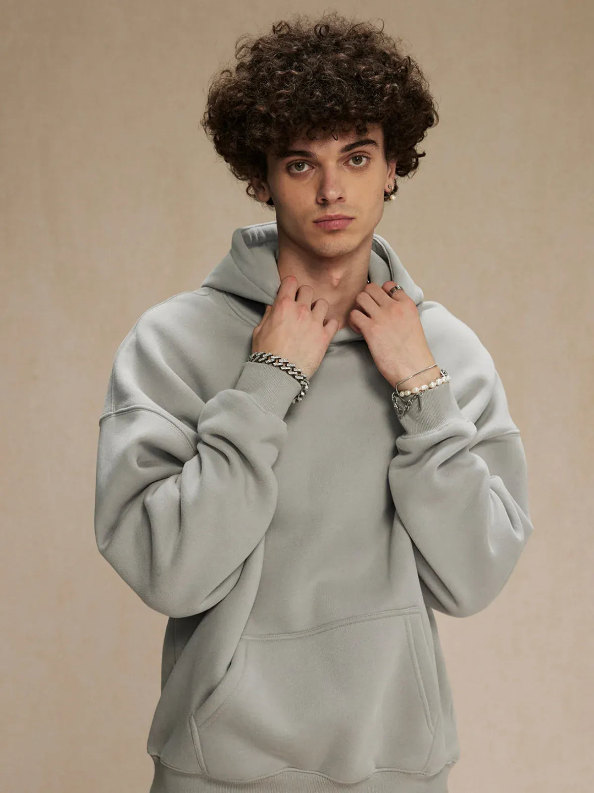 Custom Anime Character Light Gray Hoodie - Personalized 350GSM 100% Cotton Pullover