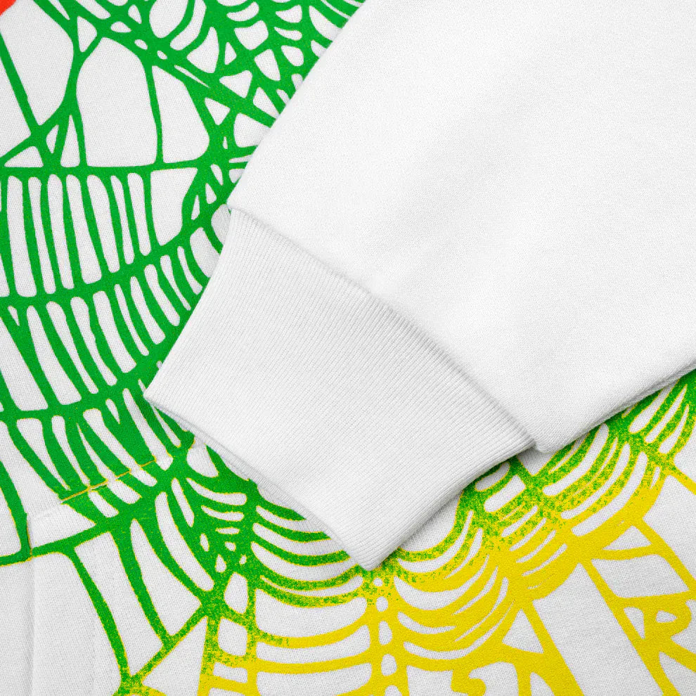 Sp5der “Toxic Web” Hoodie – White & Neon Lime 440GSM Heavyweight Oversized Streetwear Pullover