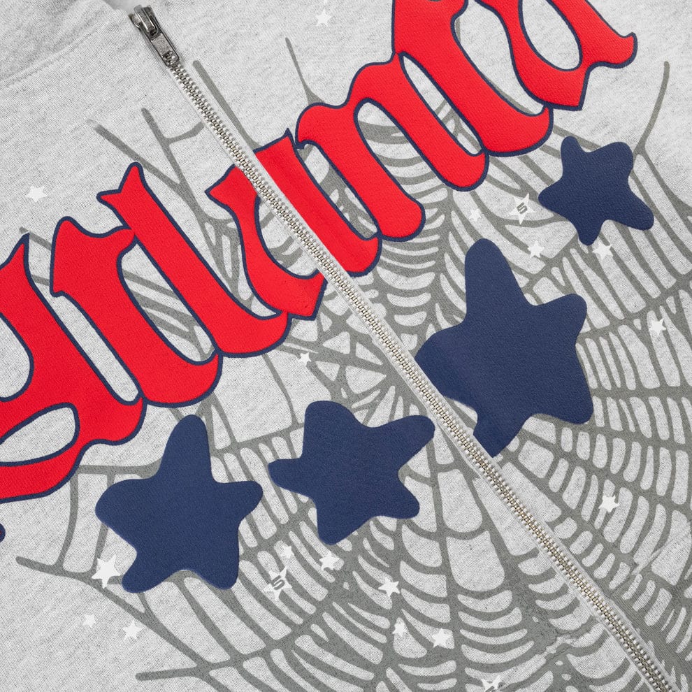 Sp5der Atlanta Zip Hoodie Grey | 440GSM Heavyweight Hoodie – VØVRS