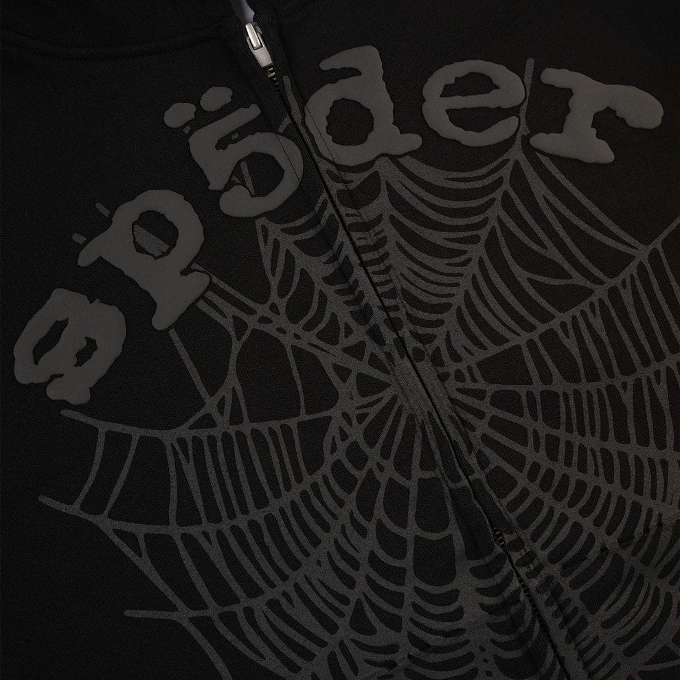 Sp5der Black Zip Hoodie | 440GSM Heavyweight Streetwear – VØVRS