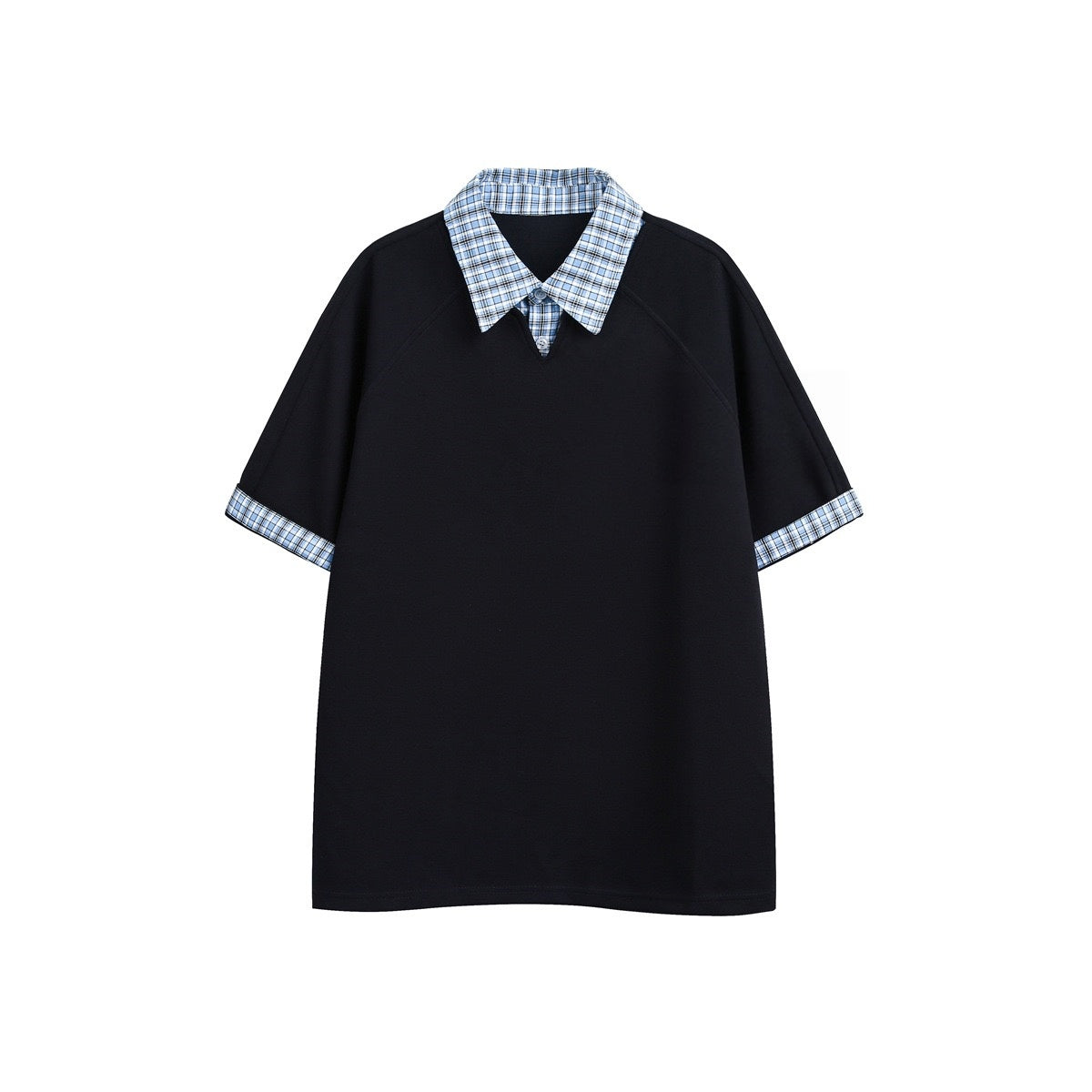 VØVRS Men's Plaid Collar Raglan T-Shirt