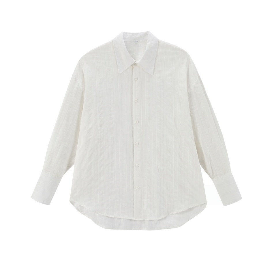 VØVRS Women's White Oversized Long Sleeve Button-Front Cotton Shirt