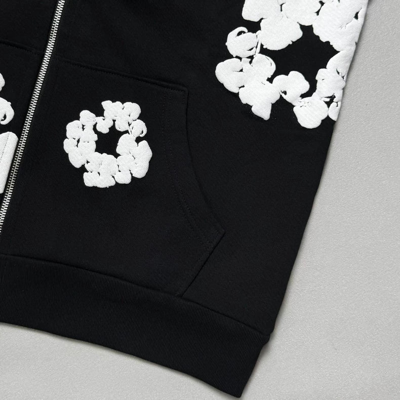 Black Denim Tears Hoodie | Cotton Wreath Puff Print – VØVRS