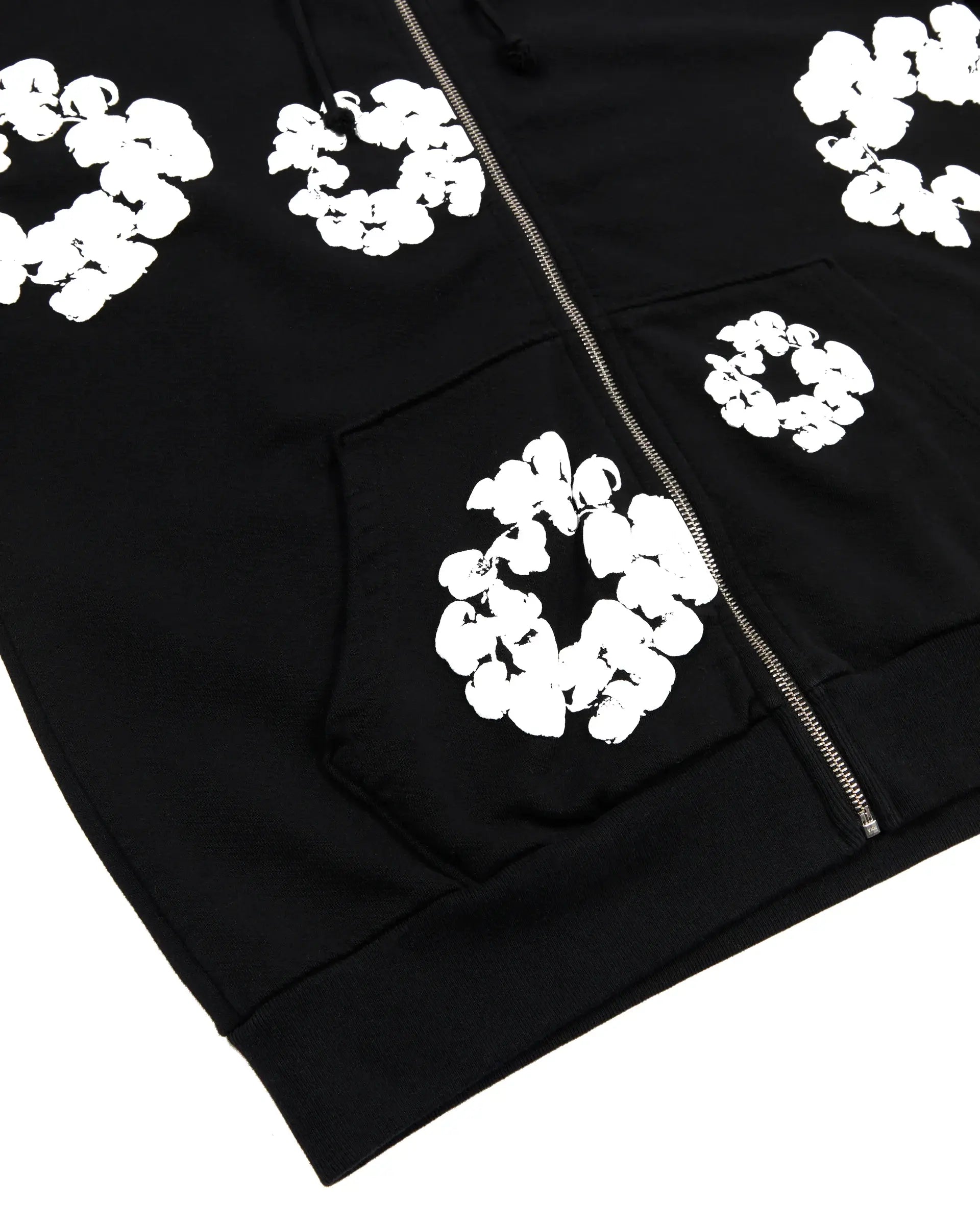 Denim Tears Cotton Wreath Zip Hoodie - Black / White