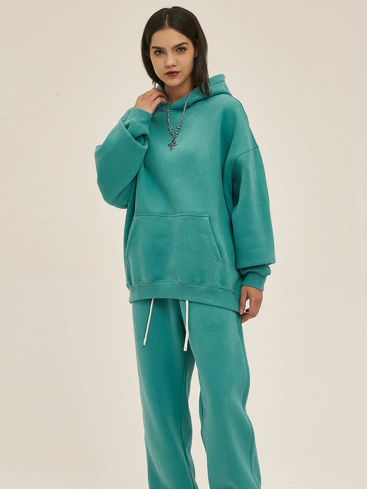 Custom Anime Character Dusty Teal Hoodie - Personalized 350GSM 100% Cotton Pullover