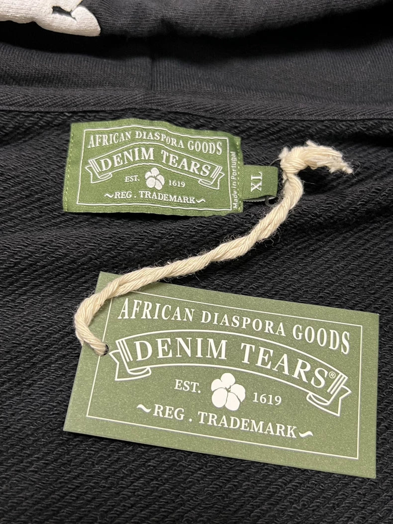 Denim Tears Cotton Wreath Zip Hoodie - Black / White
