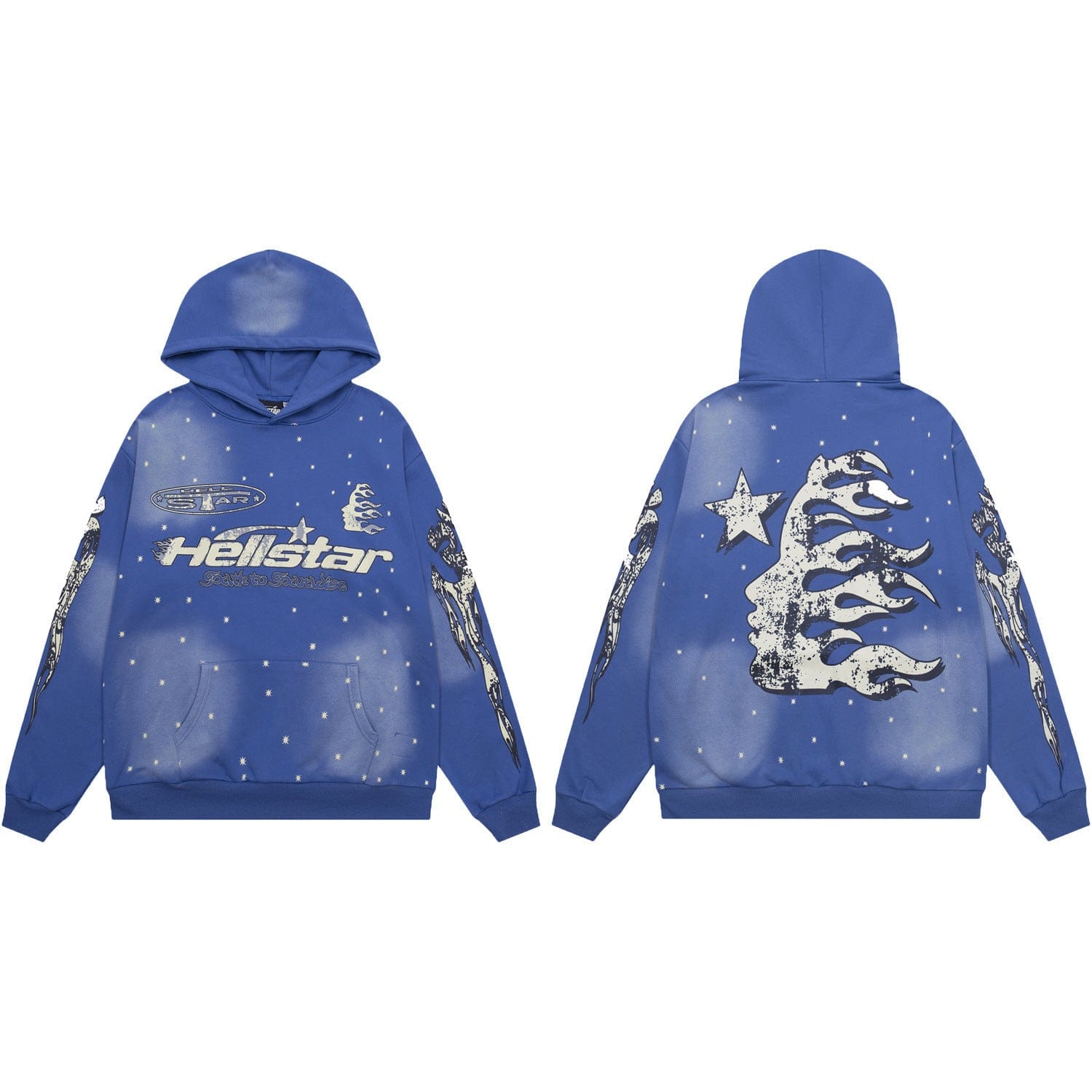 Cobalt Blue Star Flame Graphic Hellstar Hoodie - VØVRS