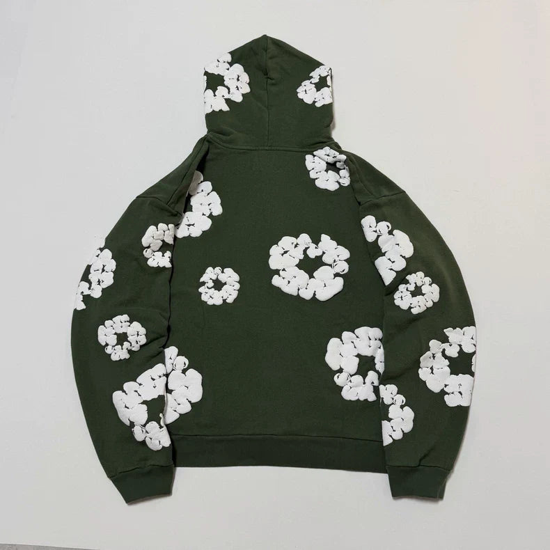 Denim Tears Cotton Wreath Zip-Up Hoodie Green