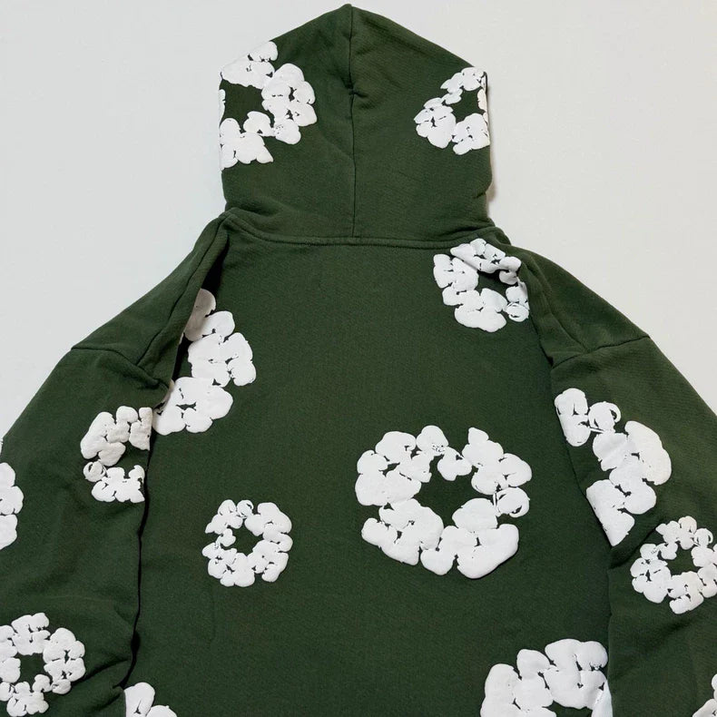 Denim Tears Cotton Wreath Zip-Up Hoodie Green