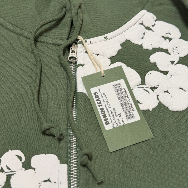 Denim Tears Cotton Wreath Zip-Up Hoodie Green