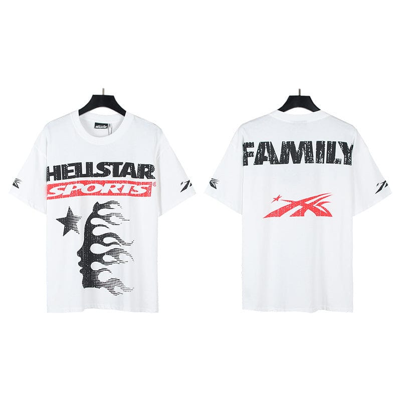 Authentic White Hellstar Graphic T-Shirt with Family Print Design