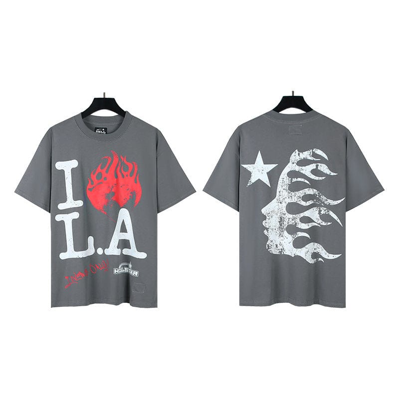 Authentic Hellstar Flame Graphic T-Shirt | Limited Edition Grey