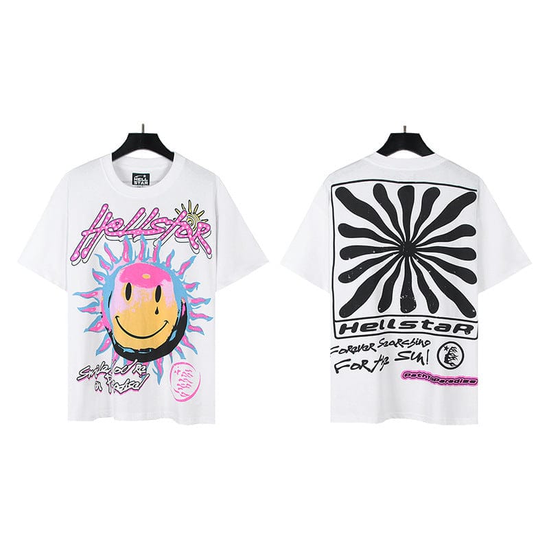 Hellstar Psychedelic Smiley Face Spiral Graphic T-Shirt