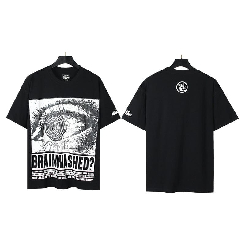 Hellstar Brainwashed? Hypnotic Eye Graphic T-Shirt with Typography