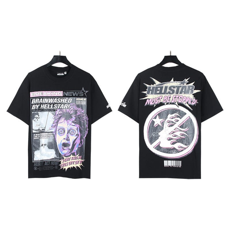 Hellstar Breaking News Brainwashed Graphic T-Shirt with Retro Comic Print