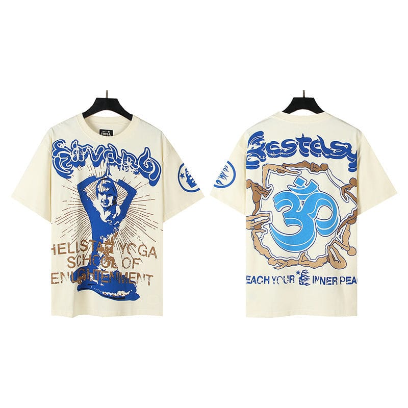 Hellstar Spiritual Enlightenment Om Symbol Graphic T-Shirt in Cream