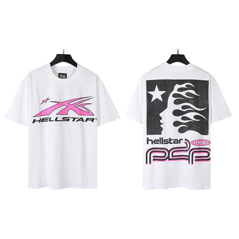 Hellstar Pink Flame Star Graphic Tee with Retro 1996 Print Design
