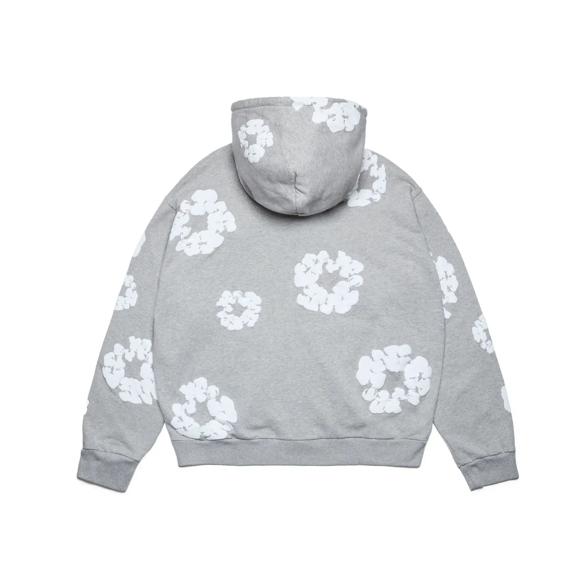 Denim Tears Cotton Wreath Puff Print Zip Hoodie Grey