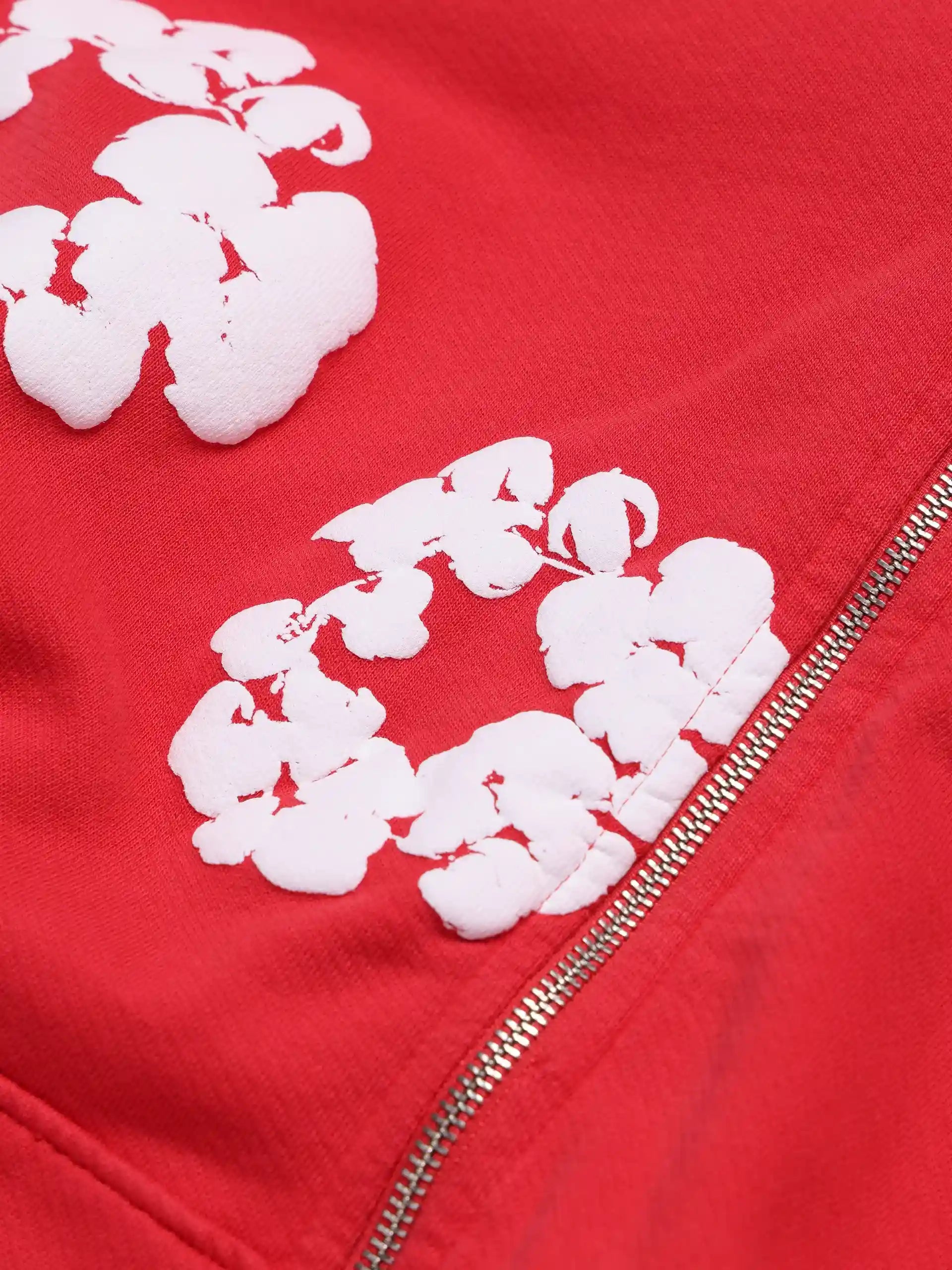 Denim Tears Cotton Wreath Zip Hoodie - Red