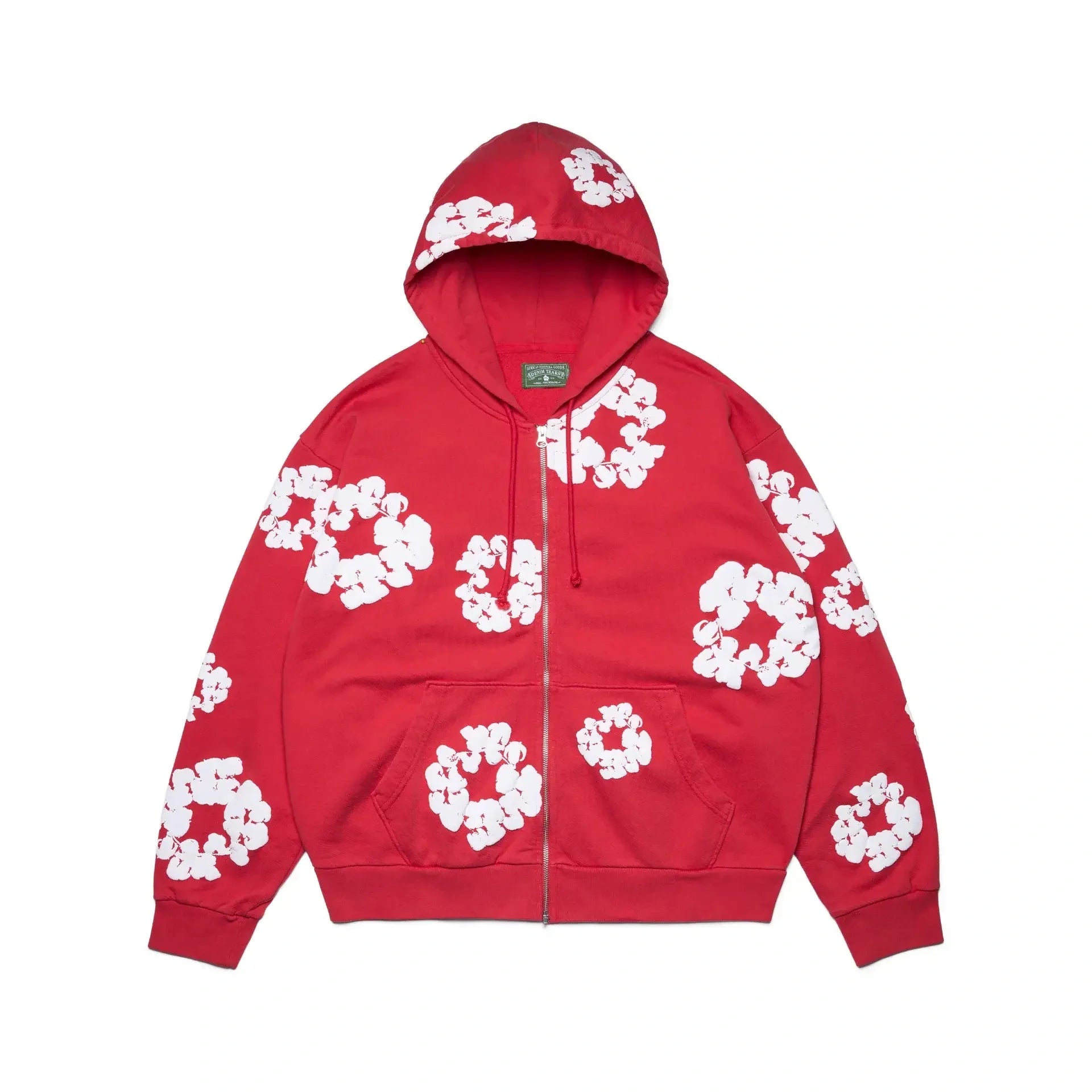 Denim Tears Cotton Wreath Zip Hoodie - Red