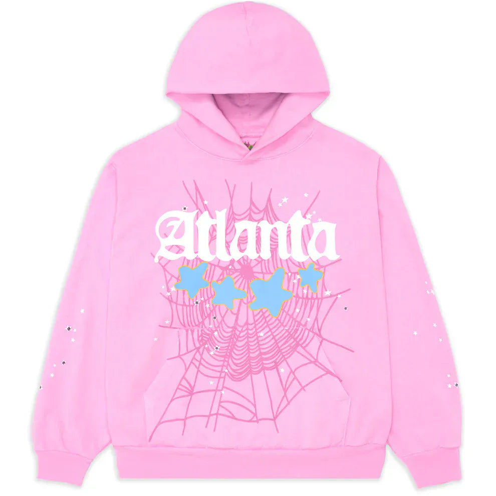 Sp5der Atlanta Hoodie – Pink 440GSM Heavyweight Y2K Streetwear Pullover