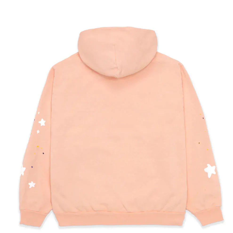 Sp5der Star Web Hoodie – Peach Pink 440GSM Heavyweight Oversized Streetwear Pullover