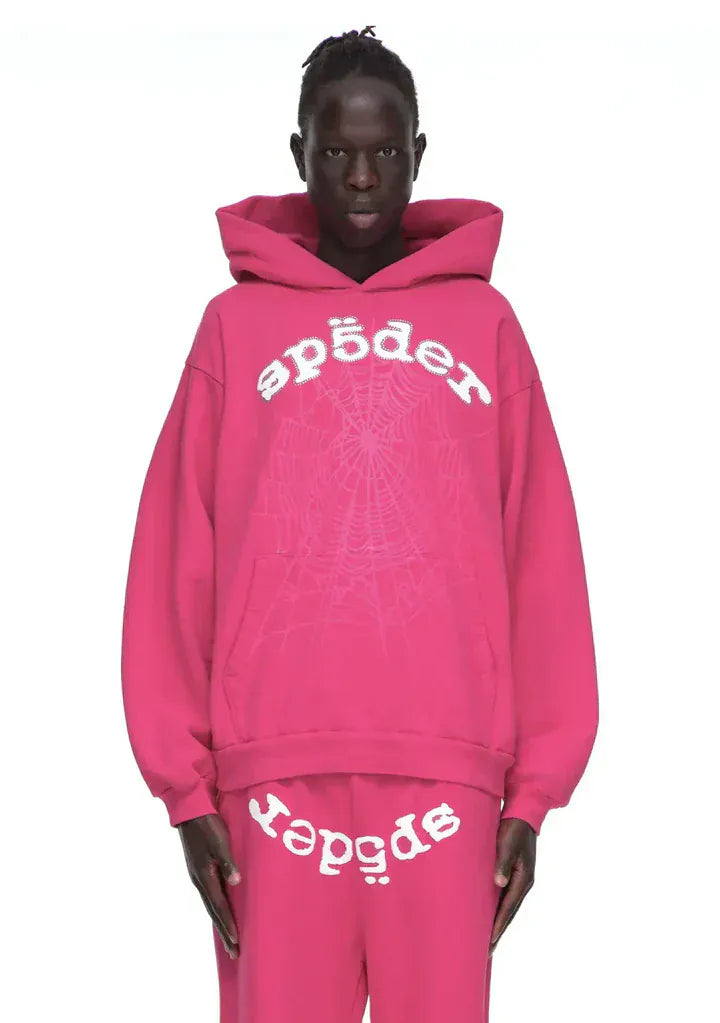Sp5der Web Hoodie – Hot Pink 440GSM Heavyweight Streetwear Pullover