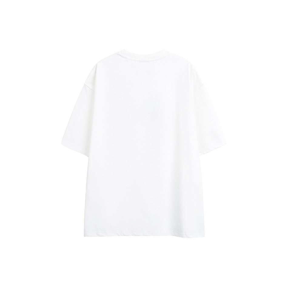 Back view of a plain white short-sleeve crew-neck T-shirt on a white background.