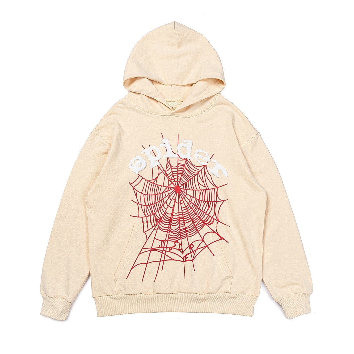 Sp5der “Web Classic” Hoodie – Cream Beige 440GSM Heavyweight Oversized Streetwear Pullover