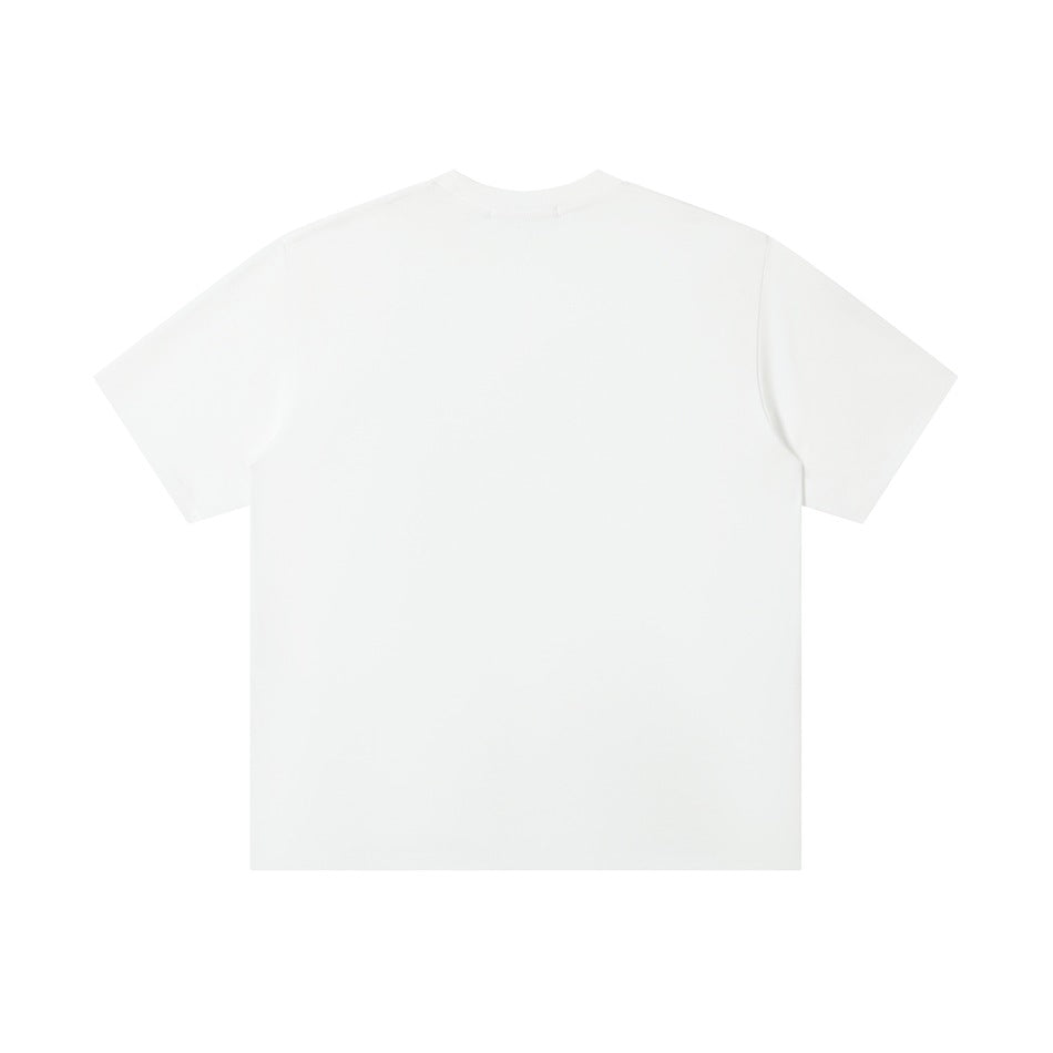 Plain white short-sleeve crew-neck T-shirt shown from the back.