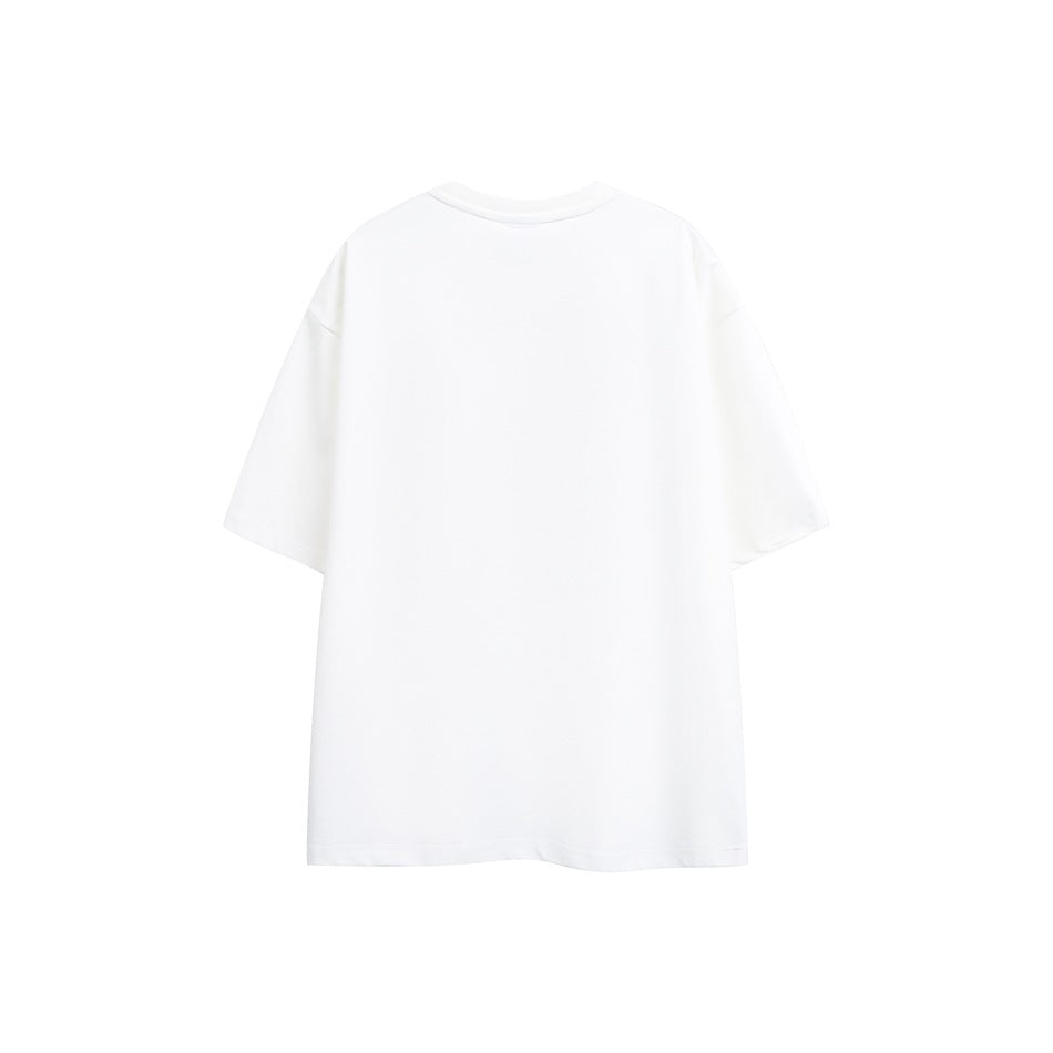 Plain white short-sleeve T-shirt shown from the back against a white background.