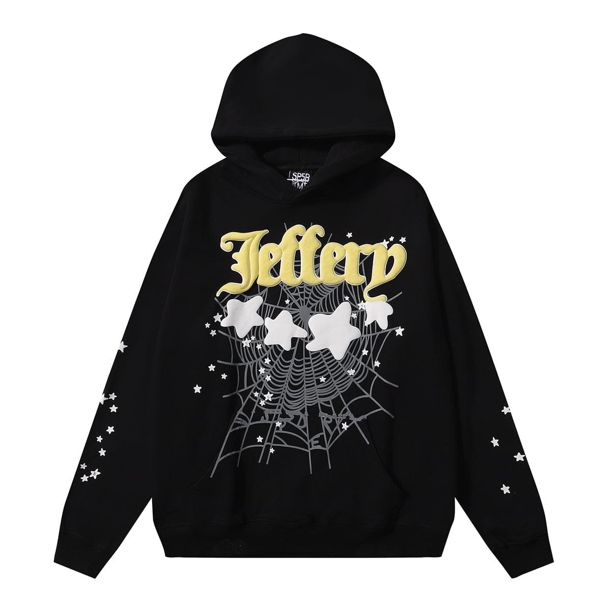 Sp5der Jeffery Hoodie – Black Web 440GSM Heavyweight Streetwear Pullover