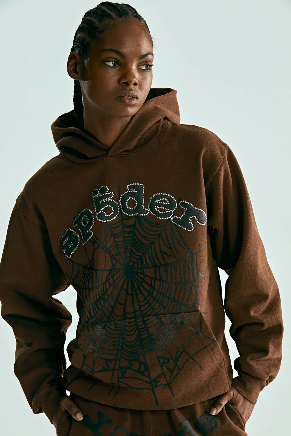 Sp5der Web Hoodie – Mocha Brown 440GSM Heavyweight Streetwear Pullover