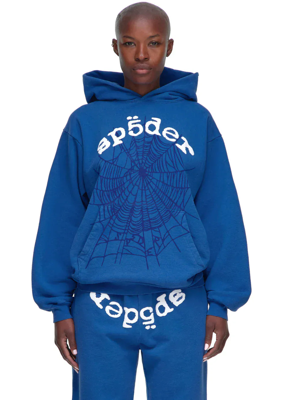 Sp5der OG Web Hoodie 440GSM – Royal Blue Heavyweight Spider-Web Graphic Sweatshirt