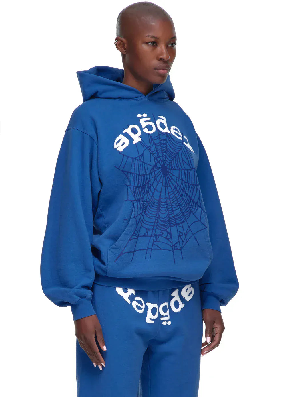 Sp5der OG Web Hoodie 440GSM – Royal Blue Heavyweight Spider-Web Graphic Sweatshirt
